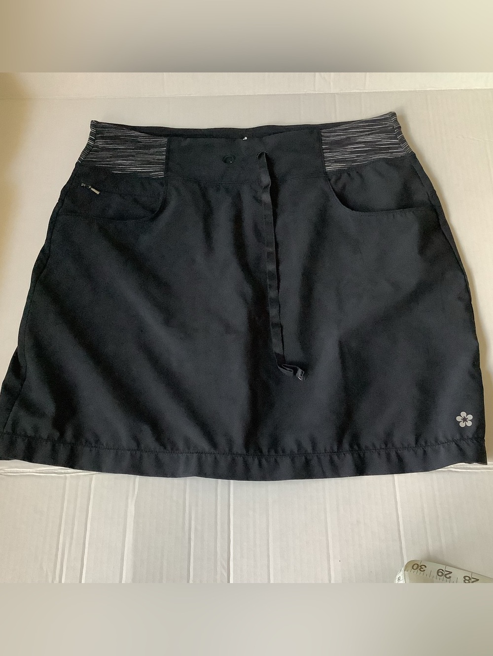 Tuff Athletics Black Mini Skort with Striped Waistband